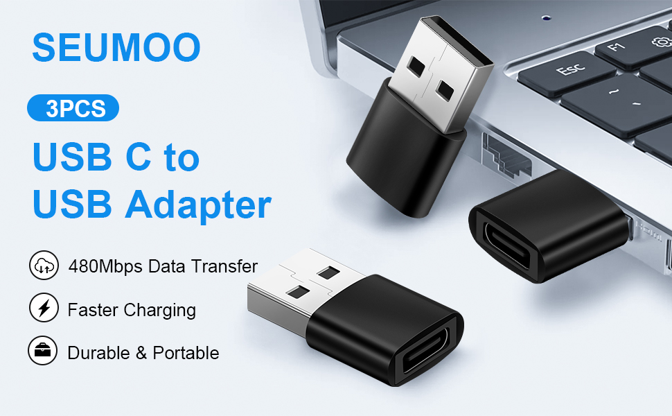 USB C to USB Adapter 3Pack