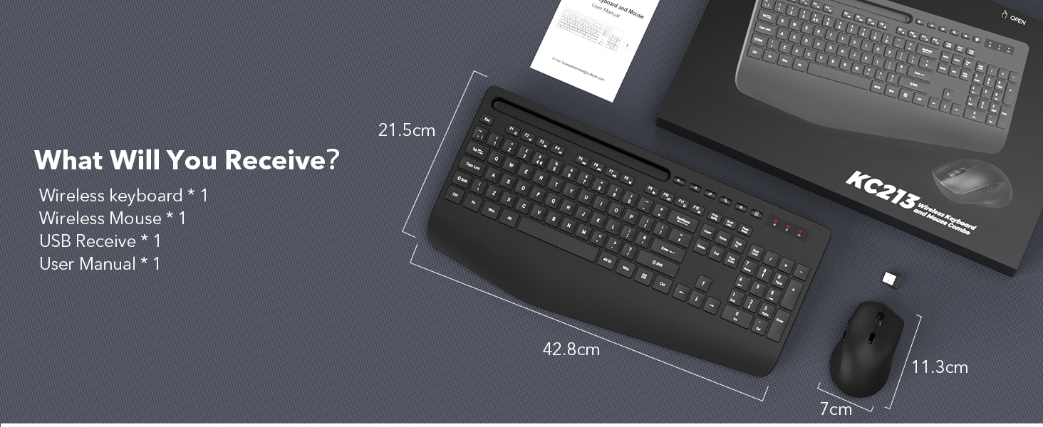 Full-Size Ergonomic Keyboard with Wrist Rest