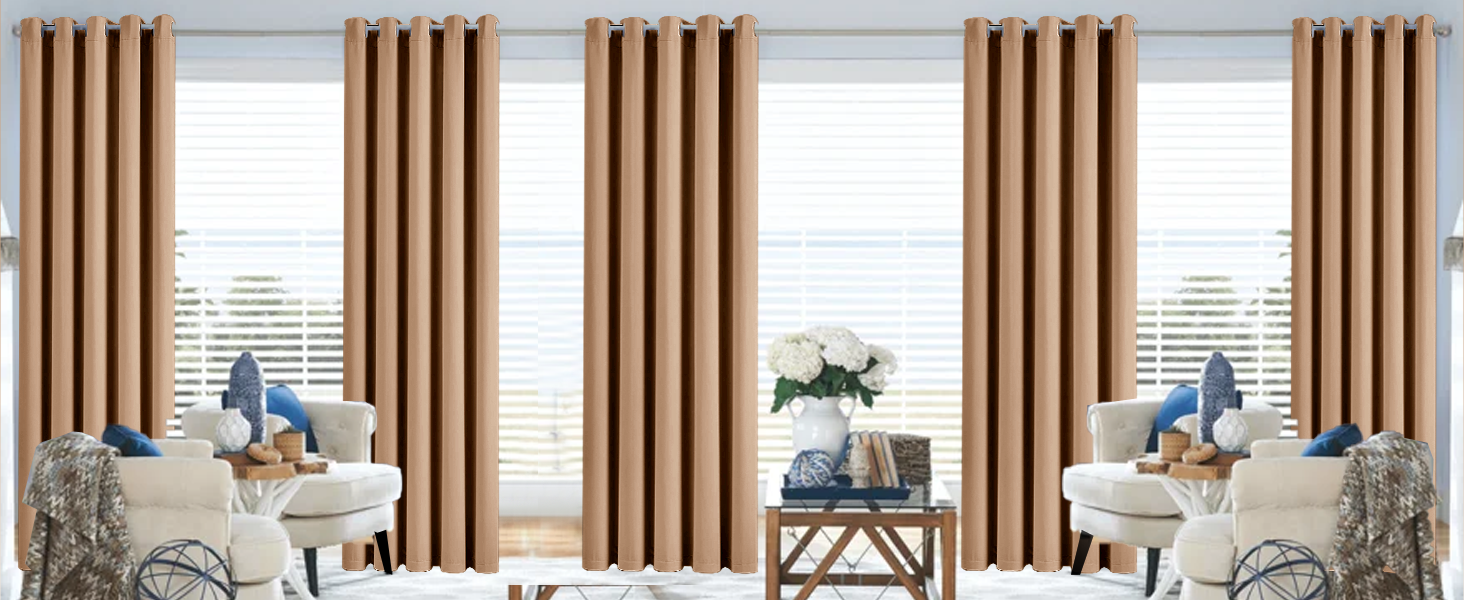 BLACKOUT EYELET CURTAIN BEIGE
