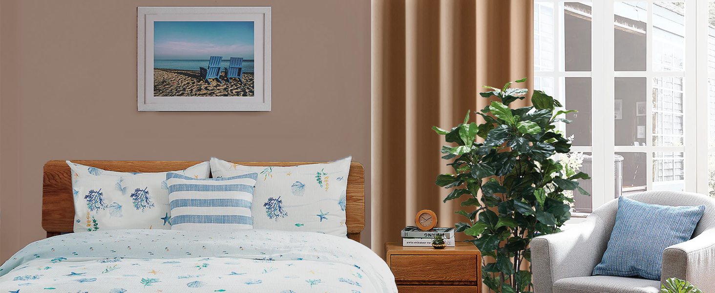 BLACKOUT EYELET CURTAIN BEIGE