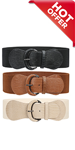 women vintage wide elastic dress belt