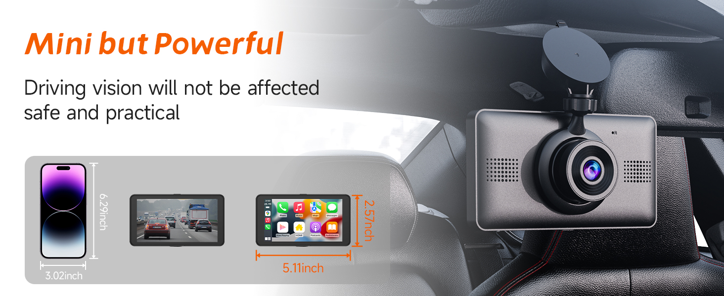 carplay with dash cam, dash cam with carplay, apple carplay, portable carplay, car touchscreen