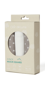 3 pack Muslin Squares