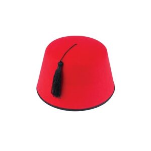 Lizzy Red Fez Hat (Adult) Fancy Dress Accessory with Black Tassel Unisex Hat for Cold WAR Russian