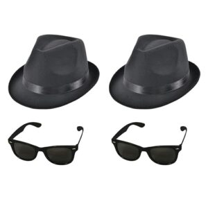 Lizzy 2 x Blues Hat with Glasses (Adult) | Fancy Dress Theme Party outfit Accessories Dress- up Party Role Play Cosplay Halloween Holiday