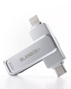 BLANBOK+ MFi Certified USB Stick 128GB Flash Drive for iPhone Photo Stick