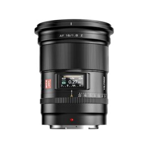 VILTROX 16mm F1.8 Full Frame Auto Focus Camera Lens for Nikon Z Mount Large Aperture Wide Angle Lens Built-in LCD Scree