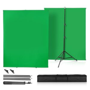 [Upgraded] Green Screen with Stand，Heorryn 2x1.5M Greenscreen Chromakey Background with Photography Support Stand Kit for Photoshoot Stream Gaming Photo Video Recording