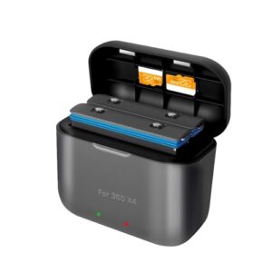 Adicop Battery Charger Compatible with Insta 360 x4 battery Hub Fast Charge Station compatible with insta 360x4 Accessories with Misro SD Card Slots (NOT Included 360X4 Battery)