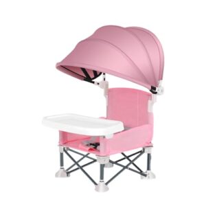 Toddler Camping Chair | Toddler Booster Seat for Dining Chair | Folding Camping High Chair for Baby | Portable High Chair with Tray & Parasol | Baby Beach Travel Chair for Toddler 3-36 Months