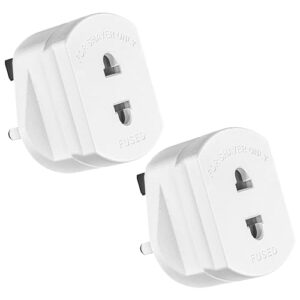 STAR Premium UK Electric Shaver & Toothbrush Adaptor Plug with Fuse. 2 Pin to 3 Pin Socket Converter. Heavy-Duty Razor Shaver Plug Adapter for Bathroom Use [ Pack 2 ]