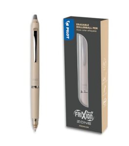PILOT - Frixion Ball Zone Beige in Gift box - Premium erasable retractable pen with thermosensitive ink - Refillable and ergonomic roller pen - Black ink - Medium tip