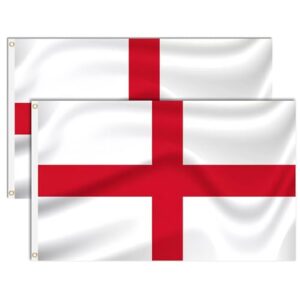 Brelet 2 Pcs England Flags St Georges Cross Flag 5ft x 3ft England Flag with Eyelets English Flag Bright Colours for Euros Football 2024 Decorations