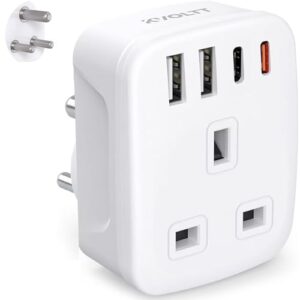 UK to India Plug Adapter - India to UK adapter with USB C [PD20W] Fast Charge