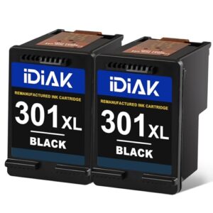 IDIAK 301XL Ink Cartridges Black Combo Pack Remanufactured for HP 301 Ink Cartridges for Printer ENVY 4500 4502 5530 5532 DeskJet 2540 1510 1050 OfficeJet 2622