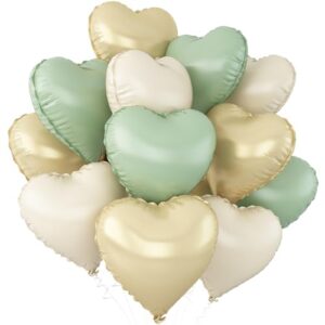 Sage Green Gold Heart Balloons
