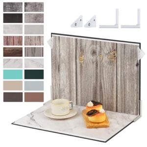 HengMing Photo Backdrop Kit 30x40 cm for Small Product Photography Reflector Cardboard and 9 Pcs Double-sided Background Papers with 18 Patterns for Food Jewelry Cosmetics