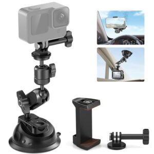 Neewer Suction Cup Mount for GoPro Action Camera with Magic Arm & 360° Pan 90° Tilt Ball Head