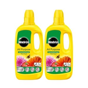 Miracle Gro Plant Food Fertiliser - Pack of 2x800ml All Purpose Plant Feed Concentrated Liquids with Topline Card. Child & Pet Friendly Garden Fertilizer for Outdoor & Indoor House Plants