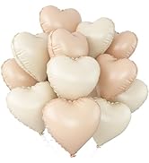 Pink White Heart Balloons,12Pcs Baby Pink White Heart Shaped Foil Balloons,18Inch Pastel Pink Whi...