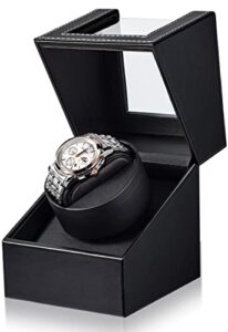TOPWAY Single Automatic Watch Winder: Automatic Watch Rocker Box Bidirection Rotation for Women and Men Mechanical Watch - AC Adapter or Battery Powered