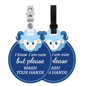 PLIGREAT 2 Pack Cute Sheep Shape Don't Touch Baby Sign Shower Gifts Stop Touching Baby Sign Hang Tags for Newborn Baby Girls Boys Preemies Baby Carrier Stroller Car Seat Carrycot Hanging Reminder Tag