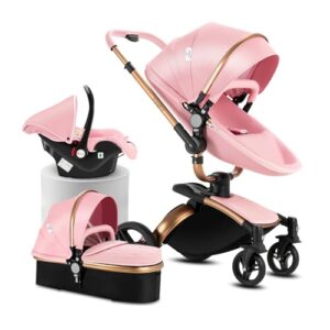 Reenborn PU Leather 3 in 1 Pushchair Travel System