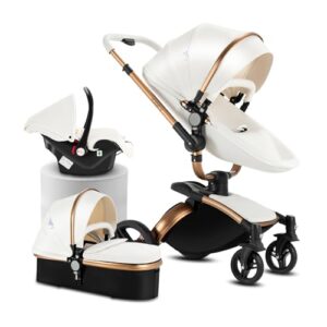 Reenborn PU Leather 3 in 1 Pushchair Travel System