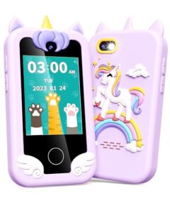 UCIDCI Unicorn Kids Phone Toy for Girls Age 3-5 Kids Learning Cell Phone Toys for Girls Toddler Toys for Girl Birthday Touchscreen Pretend Phone for 3 4 5 6 7 8 Years Kids (Purple)