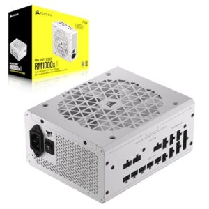CORSAIR RM1000x SHIFT Fully Modular ATX Power Supply - 80 PLUS Gold - ATX 3.0 - PCIe 5.0 - Zero RPM - Modular Side Interface - White