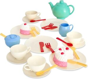 Casdon 33-Piece Tea Set. Colourful Toy Playset with Teapot