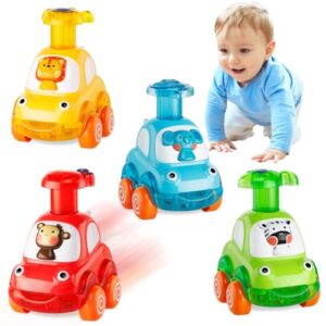 4 PCS Inertia Animal Car Toys for 1 Year Old Boy and Girl|Toddler Toys Age 1-2|1 Year Old Boy Gifts for 1st Birthday|Baby Toys 12-18 Months