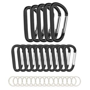Beela's 15PCs Carabiner Clip With Keyrings - Heavy Duty Camping Backpack Accessories