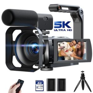 5K 56MP Camcorder Video Camera WiFi 3'' 270° Rotatable Touchscreen Vlogging Camera Youtube Camera Podcast Recorder Video Camera with 64GB SD Card