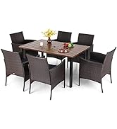 MFSTUDIO 152 x 96 x 71cm Garden Table, Outdoor Dining Table, Metal Rustproof Steel Frame and 4 cm...