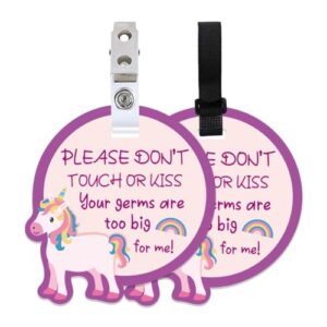 PLIGREAT 2 Pack Please Dont Touch or Kiss Baby Sign for Newborn Baby Girl Boy Preemies Shower Gift No Touching Baby Reminder Signage Hanging Sign Tag for Baby Carrier Stroller Car Seat Carrycot Deco