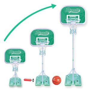 xwin Kids Portable Basketball Set Adjustable Basketball Hoop Backboard Net for Children Adults Outdoor Ball Game Sports Gift for Boys Girls