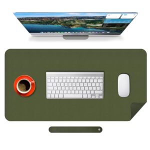 Mouse Mat Large Non-Slip Waterproof PU Leather Stitched Edges Computer Mouse Keyboard Mats for Desk Gree