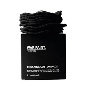 War Paint for Men Reusable Bamboo & Cotton Makeup Remover Pads - Vegan Friendly & Cruelty-Free - Makeup Removal Product for Men - 8 Pack