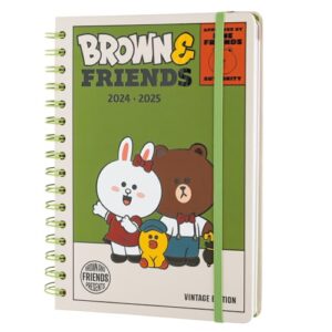 Grupo Erik Line Friends Diary 2024-2025 | Back To School 12 Months A5 Academic Diary 2024-2025 Week To View | August 2024 - July 2025 | Mid Year Diary 2024-2025 With Stickers | Line Friends Gifts