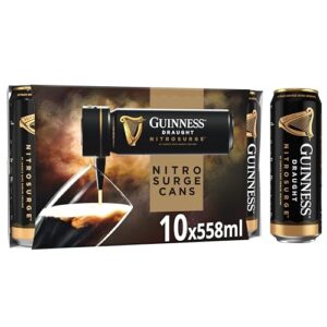 Guinness Draught│Nitrosurge│Stout Beer│4.1% vol│10x558ml│Perfect Pub Pour At Home│Guinness Six Nations│Ready for Rugby│Cans