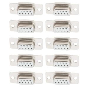 YINETTECH 10PCS DB9 RS232 Female Connector 9 Pin D-SUB Serial Solder Type Gold Plated Joints Connector for Automatic Control Equipment Computer Set-top Box