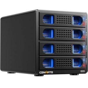 Cenmate 4 Bay 3.5 inch Hard Drive RAID Aluminum Enclosure with Cooling Fan for 2.5“/3.5" SATA HDD/SSD with USB A/C 3.0 Cable