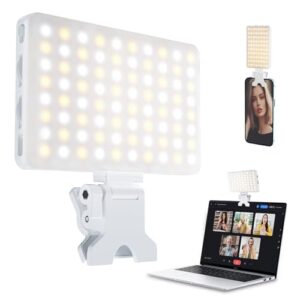 Homesuit Selfie Light for Phone Light Clip on 80 LED Video Light 2500-9000K Colour Temperature Streaming Light 0-100% Brightness LED Photo Light CRI95+ Power Panel Fill Light for Phone/Laptop/Table