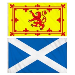 2 Pack 3ft x 5ft Scotland Flags - 91cm x 152cm St Andrew's Cross and Rampant Lion Flags