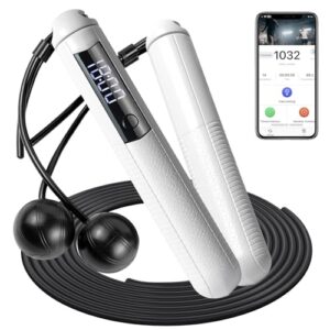 Cordless Skipping Ropes for Adults Fitness - Smart Jump Rope Digital with APP Data Analysis Adjustable Weighted Skipping Rope with Counter Tangle-Free for Exercise Fat burning Workou