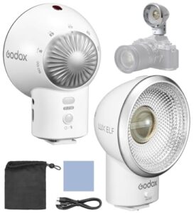 Godox LUX ELF Retro Camera Flash Portable On-Camera Flash 6000K±200K Built-in Battery with Type-C Charging Cable Compatible with Canon Sony Niko