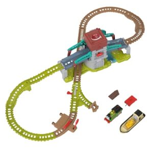 Thomas & Friends Train Set Talking Bulstrode & Which-Way Bridge Track Playset with Sounds & Percy Engine for Kids Ages 3+ Years