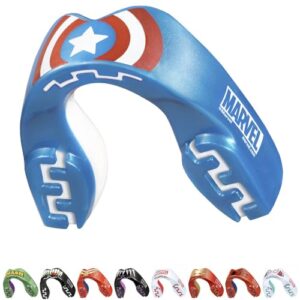 Marvel Captain America Metallic Sports Mouthguard Dual Layer Premium Protection Adults Gum Shield with Case for Boxing
