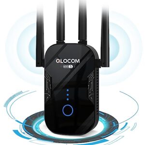 QLOCOM 2024 Newest WiFi Extender Booster Blazing-Fast 1200Mbps WiFi Booster Range Extender Dual Band 5GHz & 2.4GHz Wireless Repeater/Hotspot with 2600 Sq.Ft Wider Coverage
